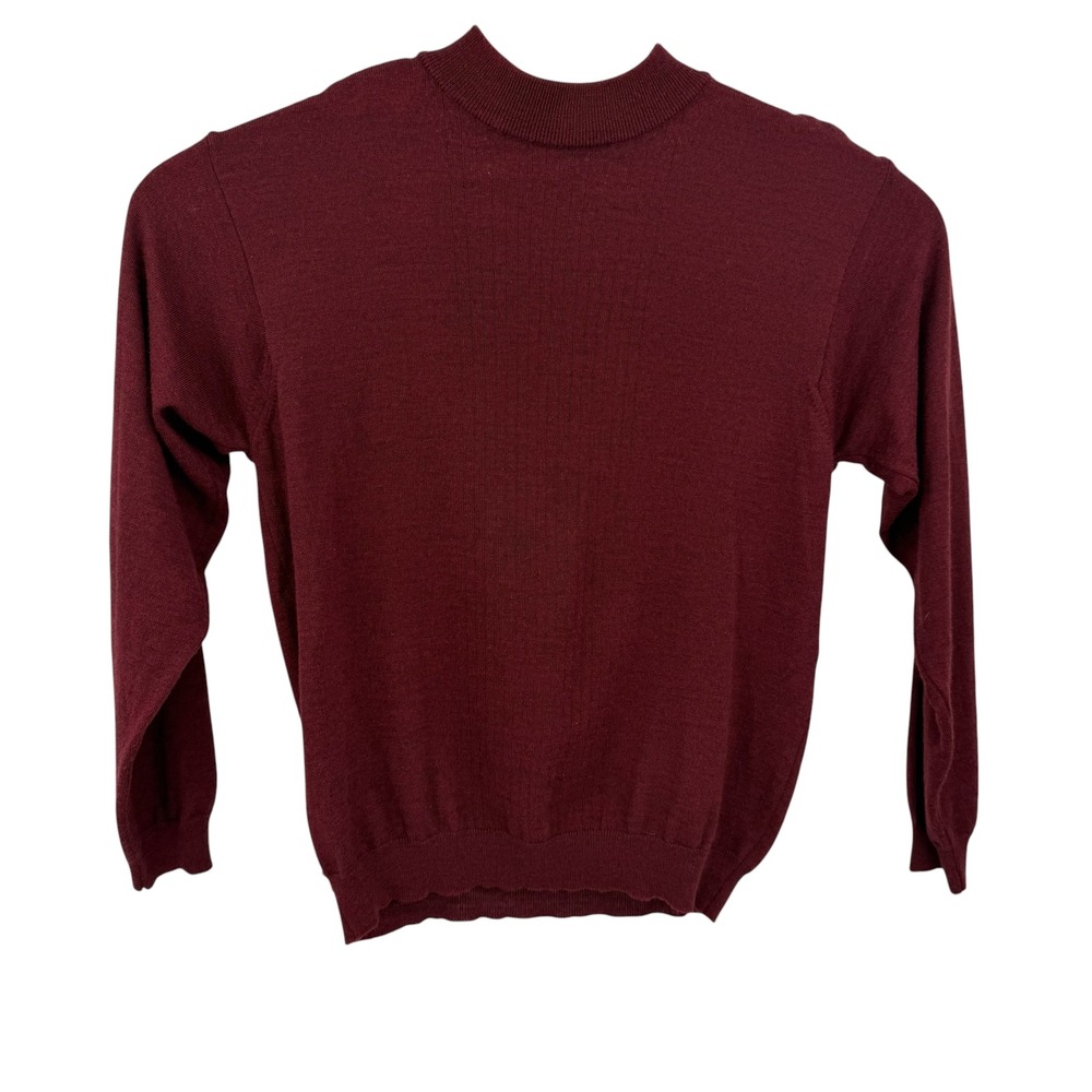 Covington Sweater Mens Medium Burgundy Merino Wool Blend Mock Neck Italy Preppy